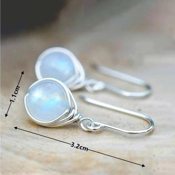 White Oval Drop Earrings - Picture 3 of 4